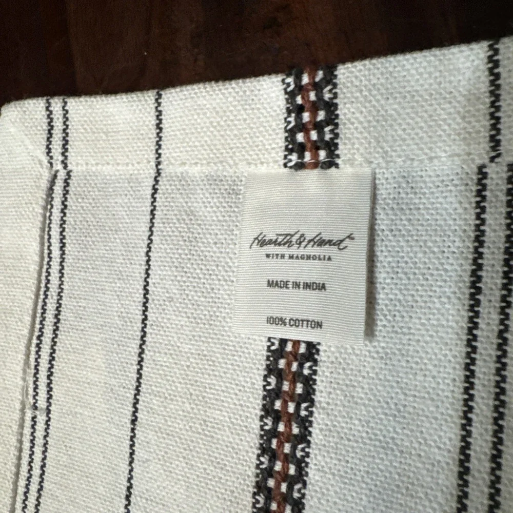 Hearth & Hand Magnolia Placemats Set 6 Fabric Cream Striped Fall Farmhouse Table